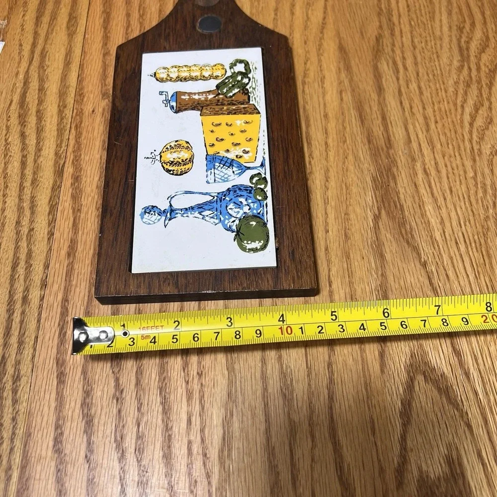VTG Mid-Century Teak Cheese Board with Ceramic Tile Insert Retro Charcuterie